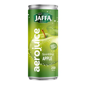 Сік Jaffa Aerojuice яблучний відновлений газований пастеризований з/б (250мл)