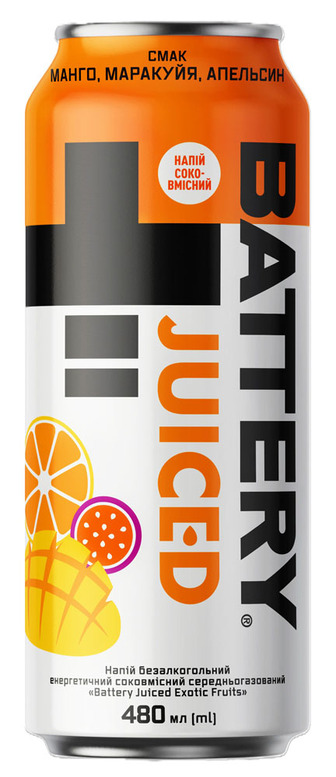 Напій енергетичний Battery Juiced Exotic Fruits з/б 480мл