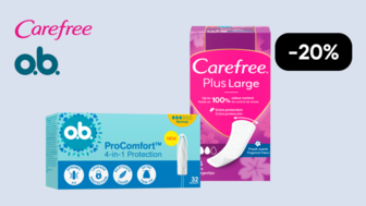 -20% на засоби жіночої гігієни Carefree, O.b.