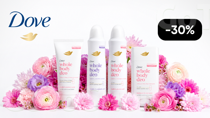 -30% на засоби для догляду за тілом Dove 