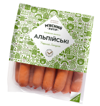 Сосиски "Альпійські" ТМ М'ясний хутір, ціна за 1кг