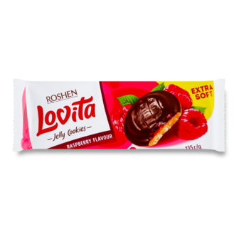 Печиво "Lovita Jelly" з желейною начинкою малина ТМ Рошен, 135г