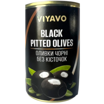 Маслини Viyavo чорні без кісточки з/б 314мл