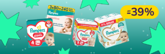 До -39% на підгузки та вологі серветки Pampers