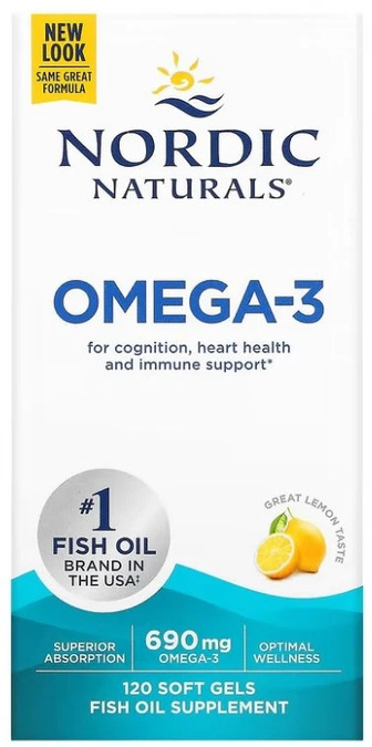 Очищений риб'ячий жир, Omega-3, Nordic Naturals, лимон, 690 мг, 120 капсул