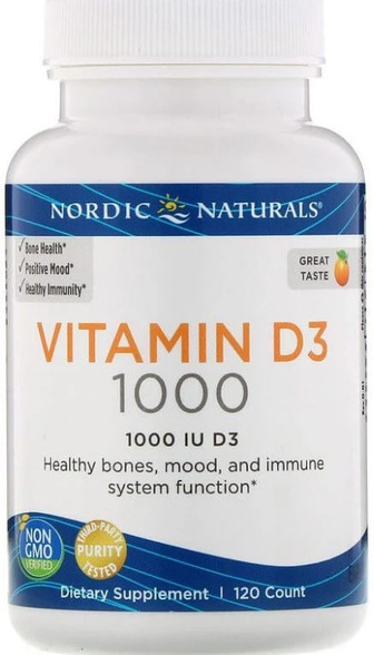 Вітамін Д3 (апельсин), Vitamin D3, Nordic Naturals, 1000 МО, 120 капсул