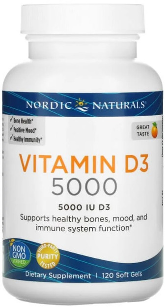 Вітамін Д3 (апельсин), Vitamin D3, Nordic Naturals, 5000 МО, 120 капсул