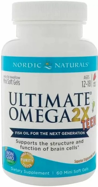 Дієтична добавка Nordic Naturals Омега для підлітків, смак полуниці, 60 міні капсул