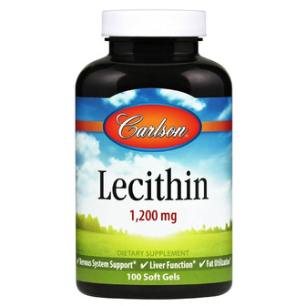 Лецитин, 1200 мг, Lecithin, Carlson, 100 желатинових капсул