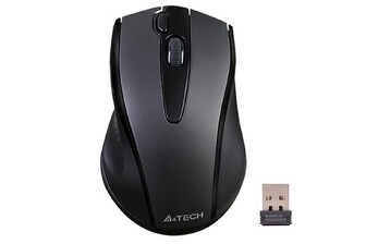 Миша A4Tech G9-500FS (Black), V-Track, бездротова, Silent Clicks (безшумний клік), USB, 1200 dpi, 2x click key, чорна