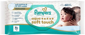 Серветки Pampers Aqua Soft Touch дитячі  60 шт.