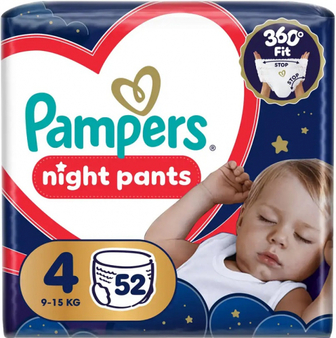 Підгузки-трусики  Pampers night pants  9-15 кг.  52шт.
