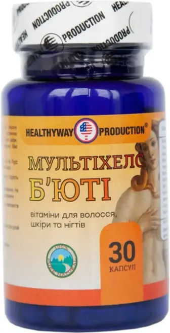 Мультихелс б'юті, Multihels Beauty, Healthyway Production Inc, вітаміни для волосся, шкіри, нігтів, 30 капсул