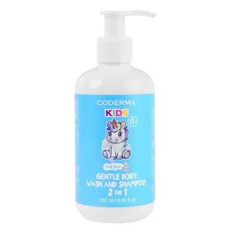 Гель для душу та шампунь, Gentle shower gel and shampoo, UA-PHARM, CODERMA KIDS, 2 в 1, ніжний, для хлопчиків, 250 мл