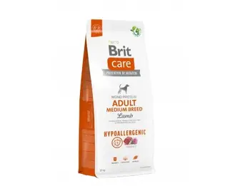 Корм для собак середніх порід Brit Care Dog Hypoallergenic Adult Medium Breed гіпоалергенний з ягням, 12 кг