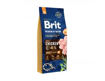 Сухий корм для дорослих собак середніх порід Brit Premium Dog Adult M з куркою, 15 кг