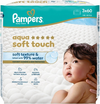 Серветки Pampers Aqua Soft Touch дитячі  3*60