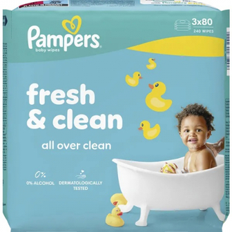 Серветки baby wipes fresh&clean 3*80шт