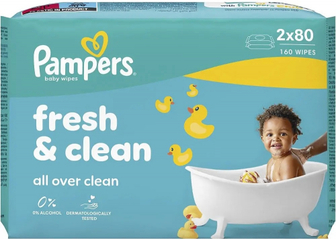 Серветки baby wipes fresh&clean 2*80шт