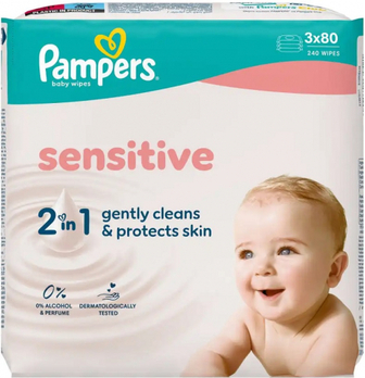Серветки вологі Pampers Sensitive 3*80шт.