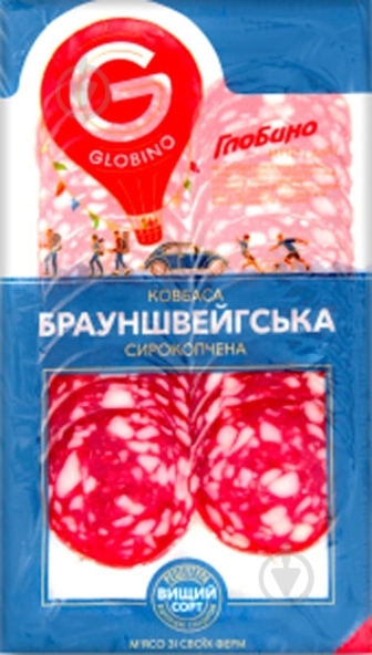 Ковбаса ТМ Глобино Брауншвейгська вищого гатунку 80 г (4820112650407)