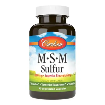 Метилсульфонілметан МСМ, MSM-Sulfur, Carlson, 1000 мг, 90 вегетаріанських капсул