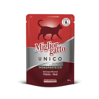 Вологий корм для котів Morando Migliorgatto UNICO мус з телятини 85 г \ Пауч