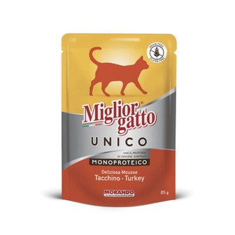 Вологий корм для котів Morando Migliorgatto UNICO мус з індички 85 г \ Пауч