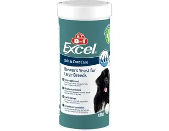 Вітаміни 8in1 Excel Brewers Yeast Large Breed для собак великих порід, пивні дріжджі з часником, для шкіри та шерсті, 80 шт