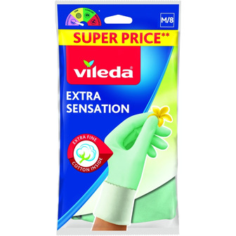 Рукавички господарські Vileda Extra Sensation Латексні Для делікатних робіт Розмір M (4023103073937)