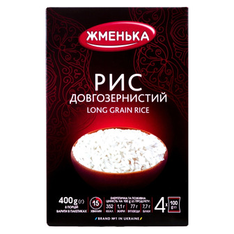 Рис довгозернистий в пакетиках Жменька, 4 шт., 400 г