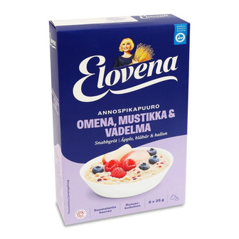 Каша-хвилинка вівсяна Elovena Яблуко, чорниця та малина 35 г 6 шт (6416597814083)