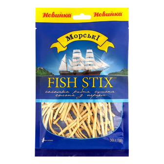 Соломка рибна Морські Fish stix сушена солона з перцем 30 г (4823127316320)