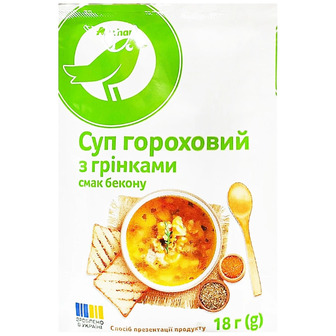 Суп Auchan гороховий з грінками смак бекону 18 г (4823090138295)