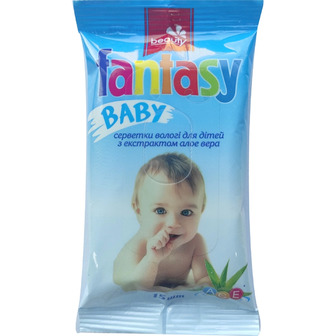 Серветки вологі Fantasy Baby для дітей з екстрактом алое вера 15 шт 