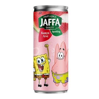 Напій соковий Jaffa кавун-лічі безалкогольний газований з/б (0,25л)