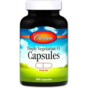 Порожні рослинні капсули №1, Empty Vegetarian #1 Capsules, Carlson, 200 шт