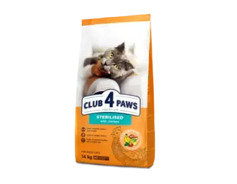 Сухий корм Club 4 Paws (Клуб 4 лапи) ПРЕМІУМ Sterilised Chicken, для стерилізованих котів, з куркою, 14 кг