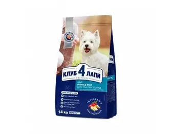 Club 4 Paws (Клуб 4 лапи) PREMIUM для собак малих порід "ягня з рисом". 14 кг