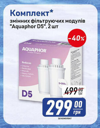 Комплект* змінних фільтруючих модулів "Aquaphor D5", 2 шт