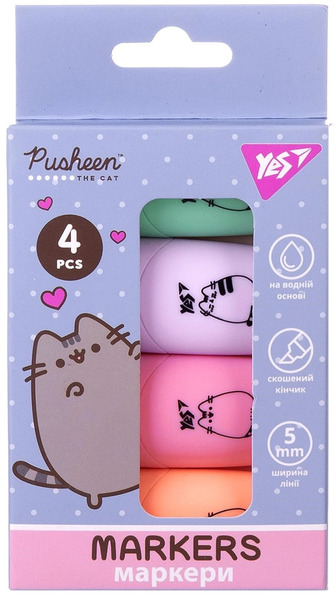 Маркер текстовий Yes Pusheen 4 шт (391094)