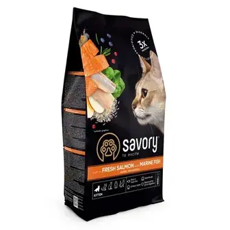 Сухий корм для кошенят Savory Kitten 400 г - лосось та морська риба