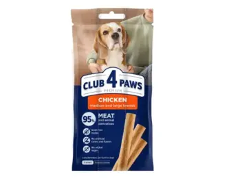 М'ясна паличка Club 4 Paws (Клуб 4 лапи) Premium, для дорослих собак середніх та великих порід, зі смаком курки, 60 г