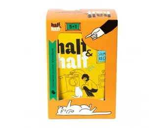 Набір Half&Half вологий корм для дорослих котів, шматочки з лососем у ​​желе, паучі, (5+1)х100 г