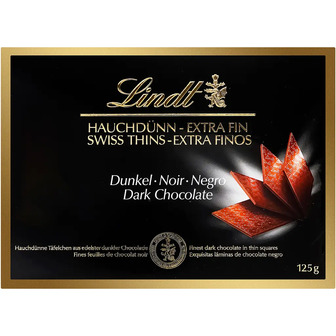 Цукерки Lindt Dark Chocolate Swiss Thins з чорним шоколадом, 125 г