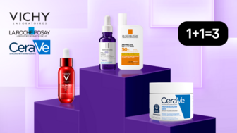 1+1=3 купуй три за ціною двох! Засоби брендів La Roche Posay, Vichy, Cerave 