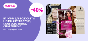 -40% на фарбу для волосся L'Oréal Casting, Syoss, Syoss Oleo Intense, Creme Supreme