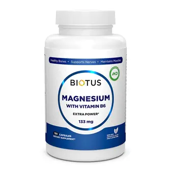 Магній з вітаміном В6, Magnesium with Vitamin B6, Biotus, 133 мг, 150 капсул