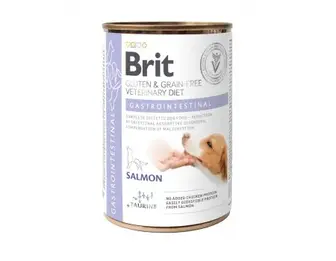 Вологий корм Brit GF VetDiet Gastrointestinal для собак, при проблемах з травленням, лосось та горошок, 400 г