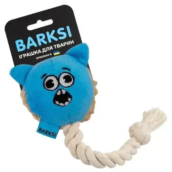 Іграшка для собак Barksi Емодзі Котик з пискавкою 8х7 см - блакитний